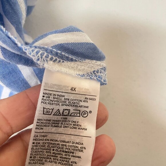 Old‎ Navy Womens Blue White Striped Blouse Sz 4X Wrap Back Tie Peasant Boho NWT - Picture 9 of 10